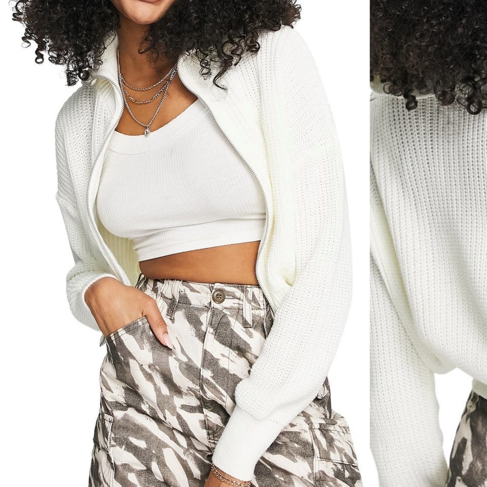 ASOS Design - Zip Cardigan Jacket-  Ivory - US size 6